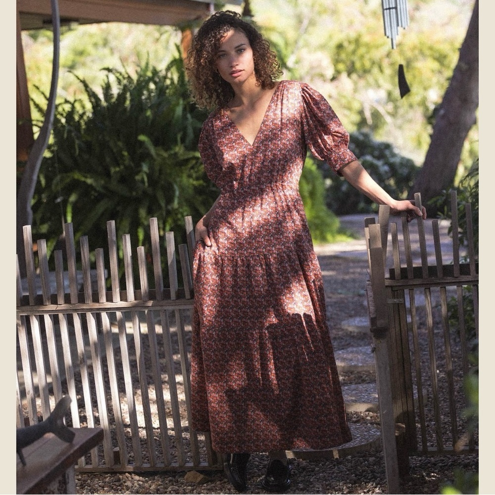 BNWT Trovata birds of paradise ARDEN DRESS CARDINAL DITSY size L floral CL - Picture 5 of 11